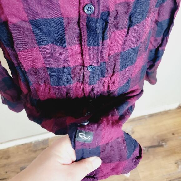 Rails Bianca Buffalo Check Plaid Button Down Shirt Dress Medium - Picture 4 of 9